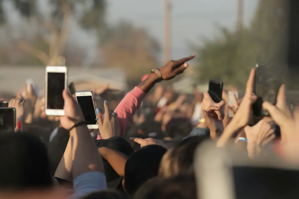 People looking at their smartphones
