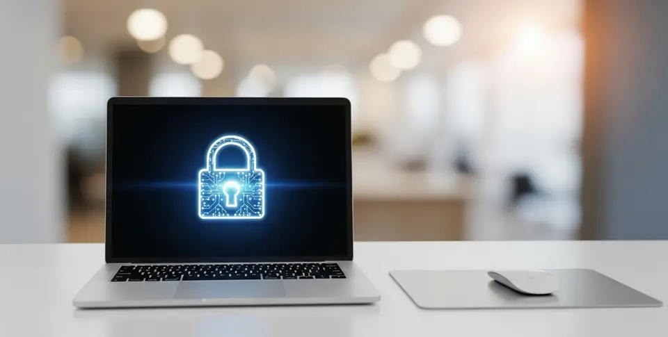 Laptop, Zahlenschloss als Hintergrundbild
