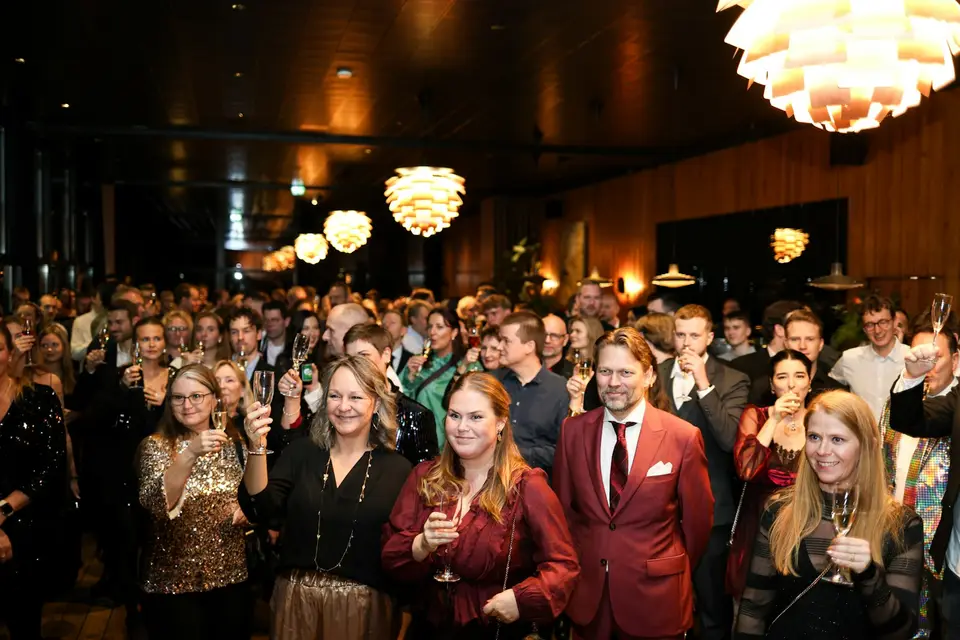 Guests gathered at an evening event