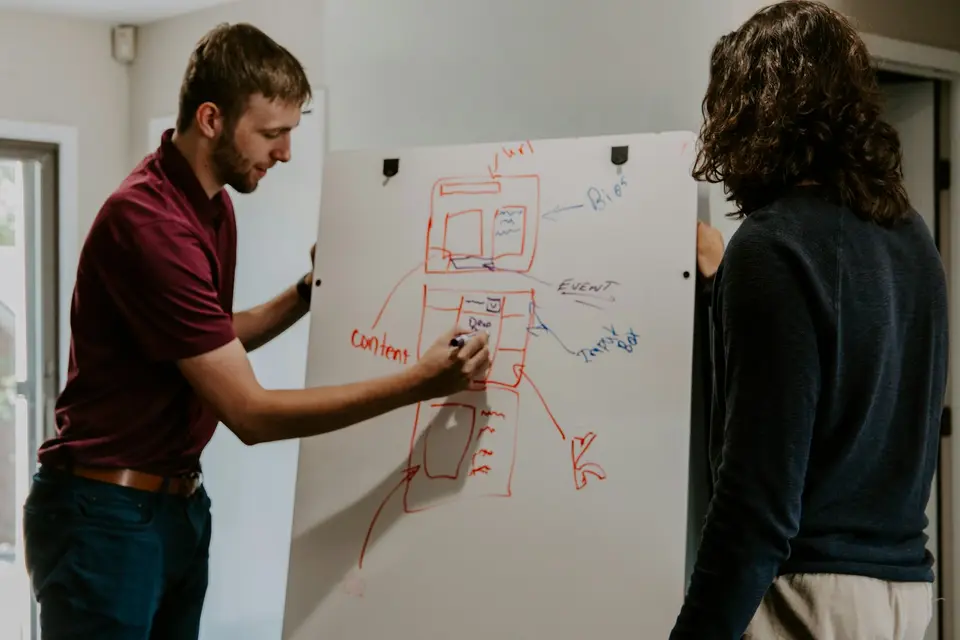 Man drawing a diagram on a whiteboard