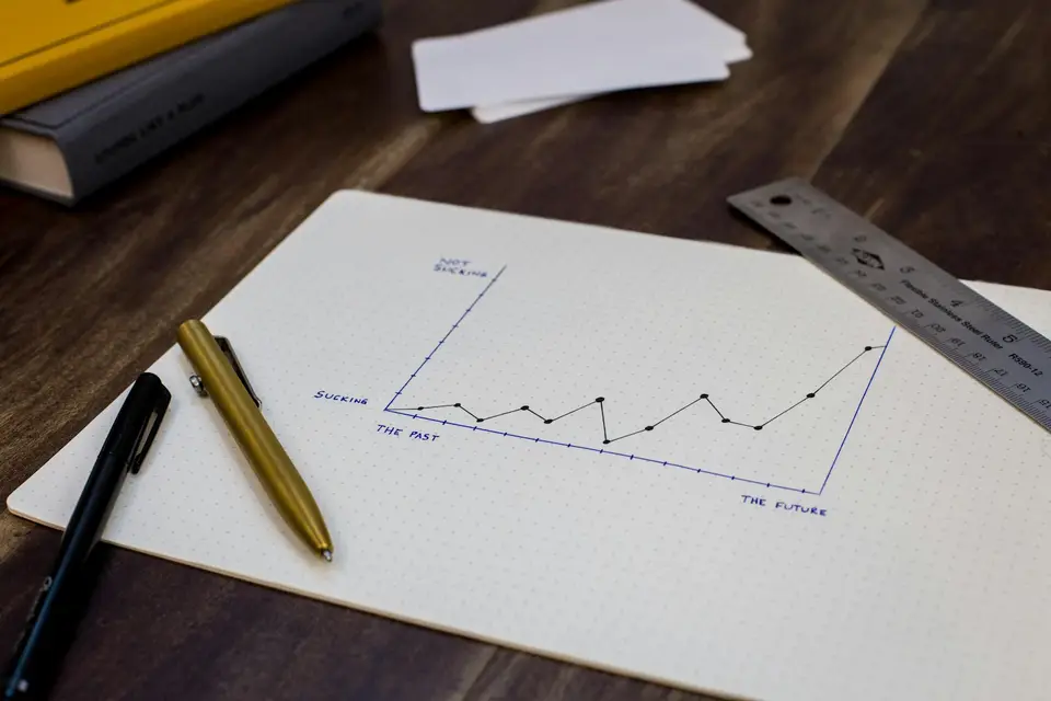Pen resting on a hand-drawn chart