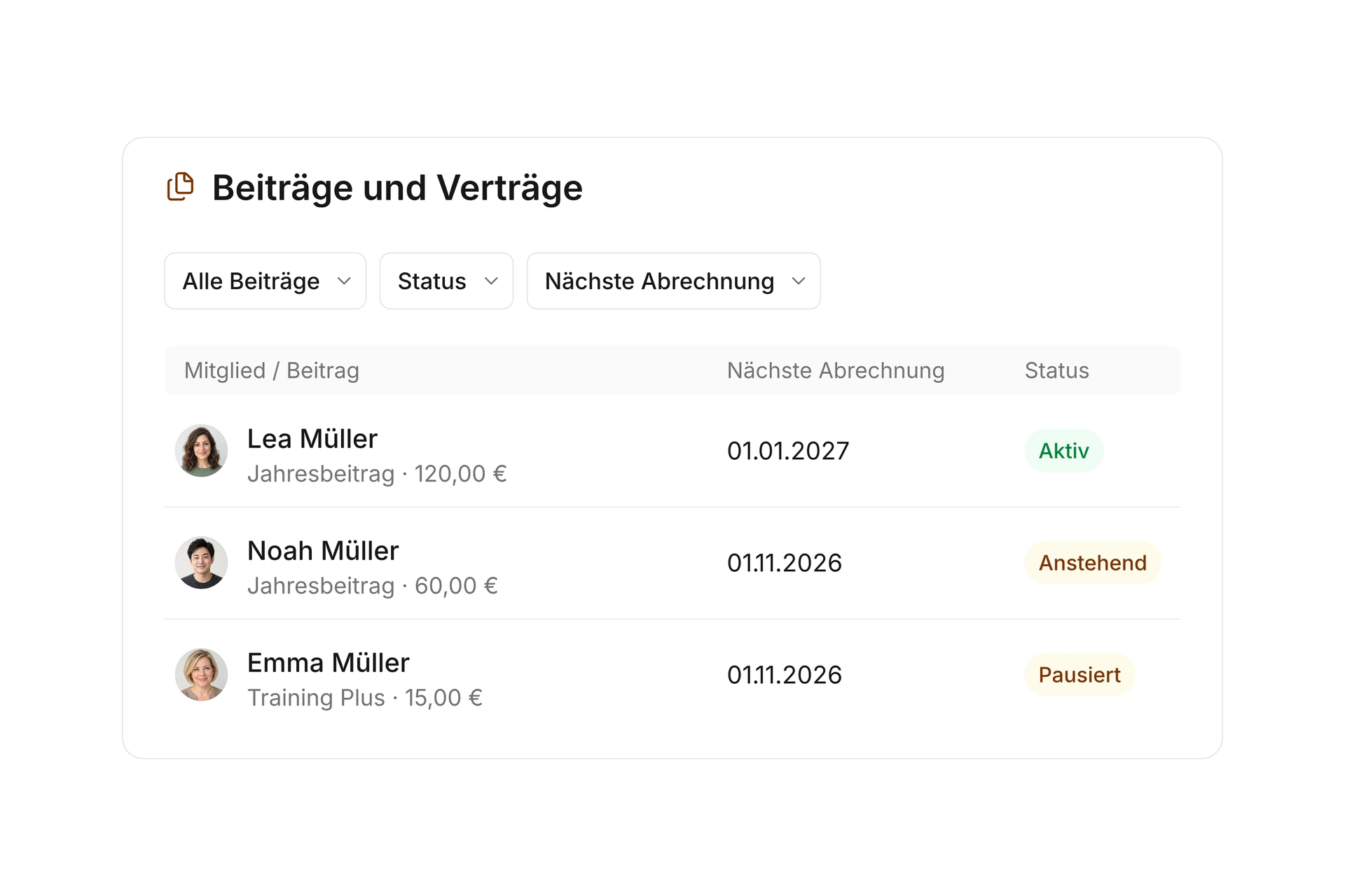 Beiträge und Verträge im Blick