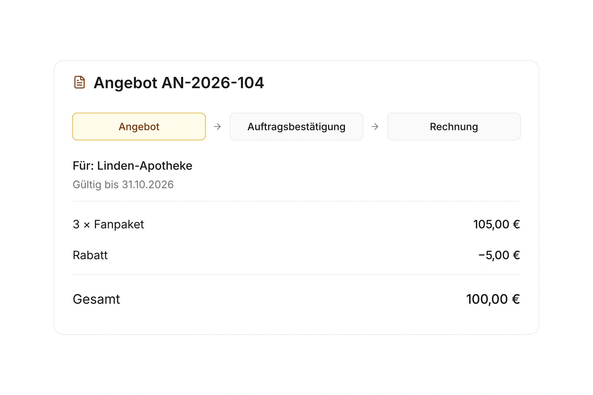 Vom Angebot zur Rechnung