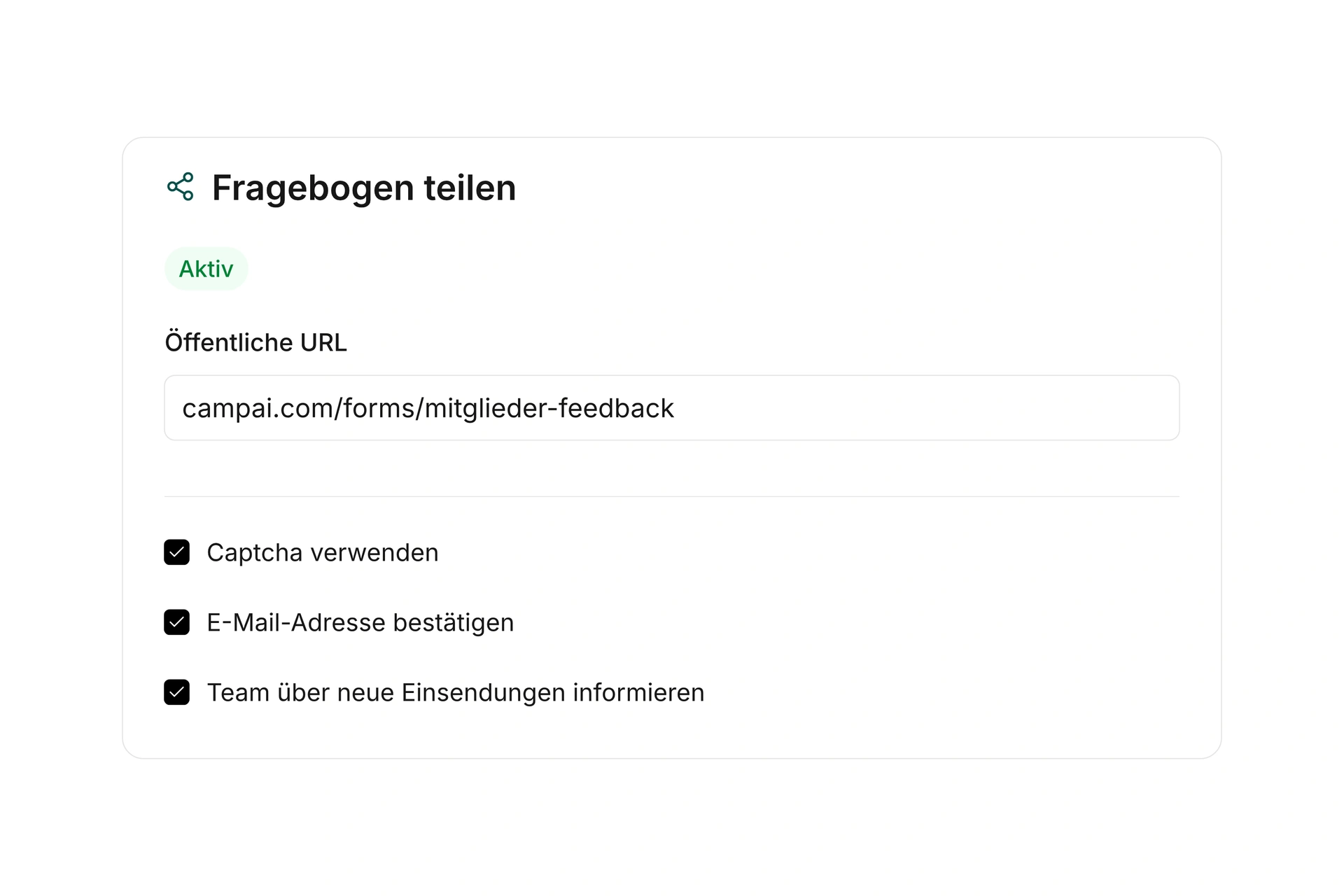 Fragebögen teilen und Eingänge organisieren