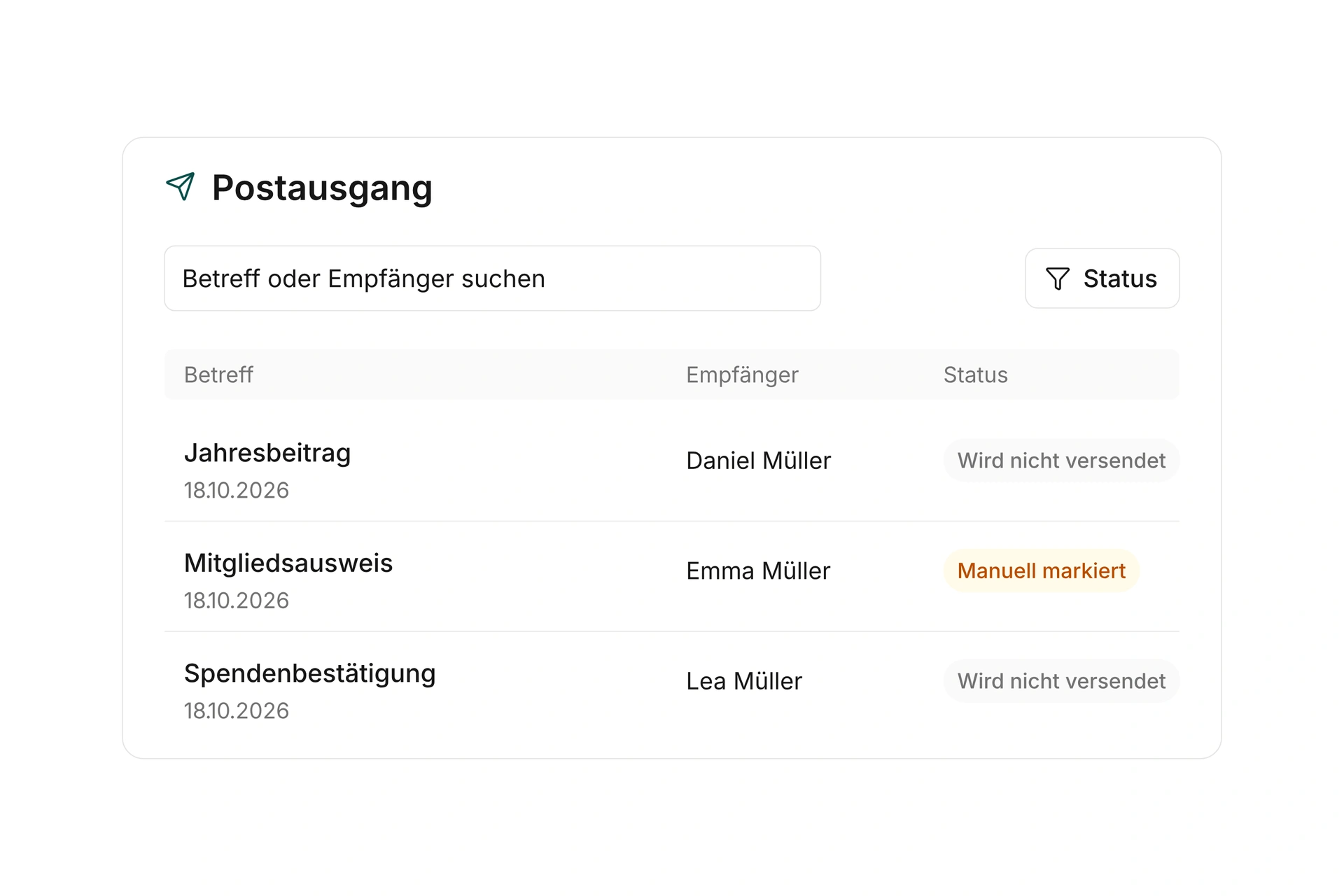 Versand planen und Status nachverfolgen