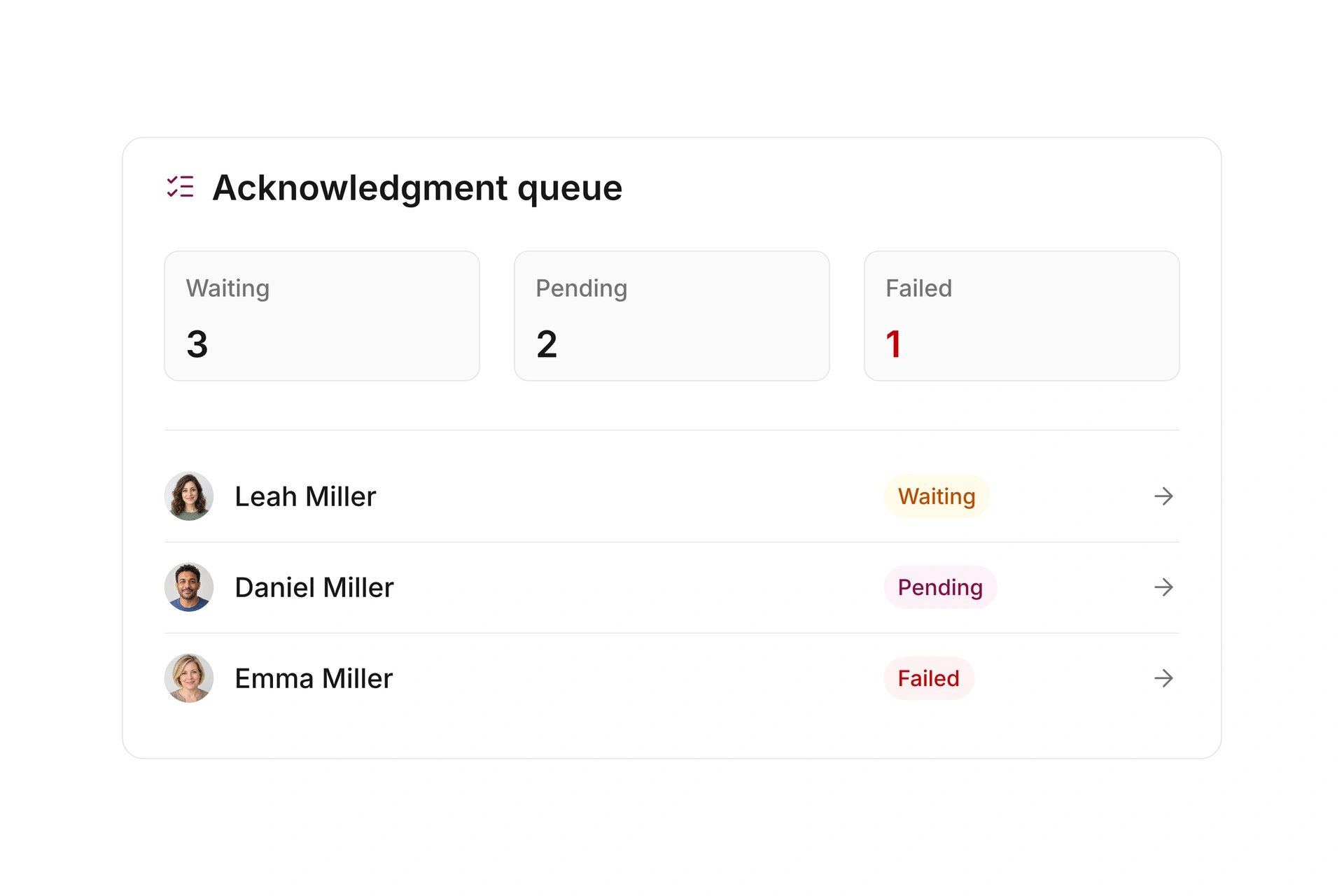 Keep pending acknowledgments in view