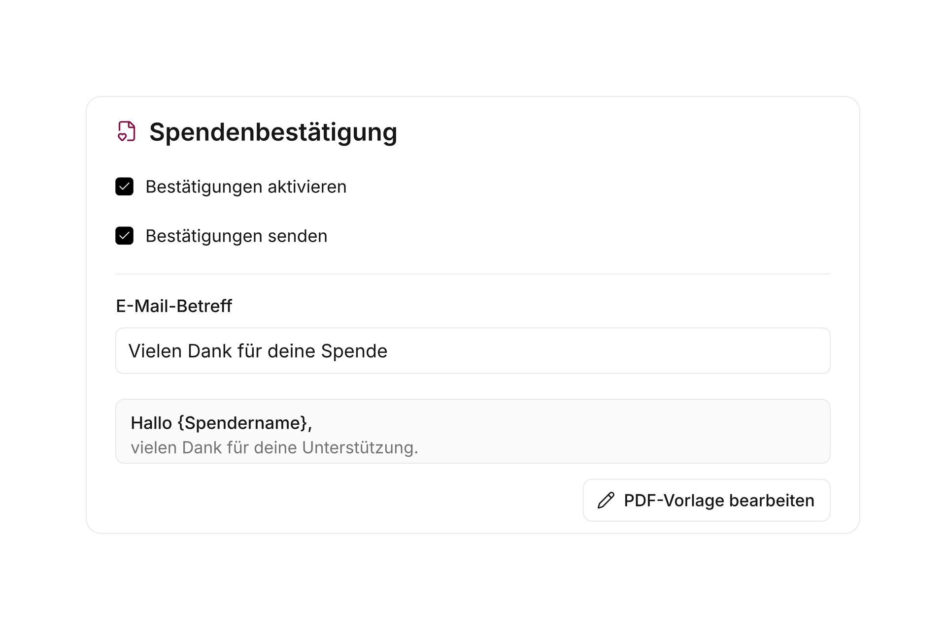 Vorlagen und Versand festlegen