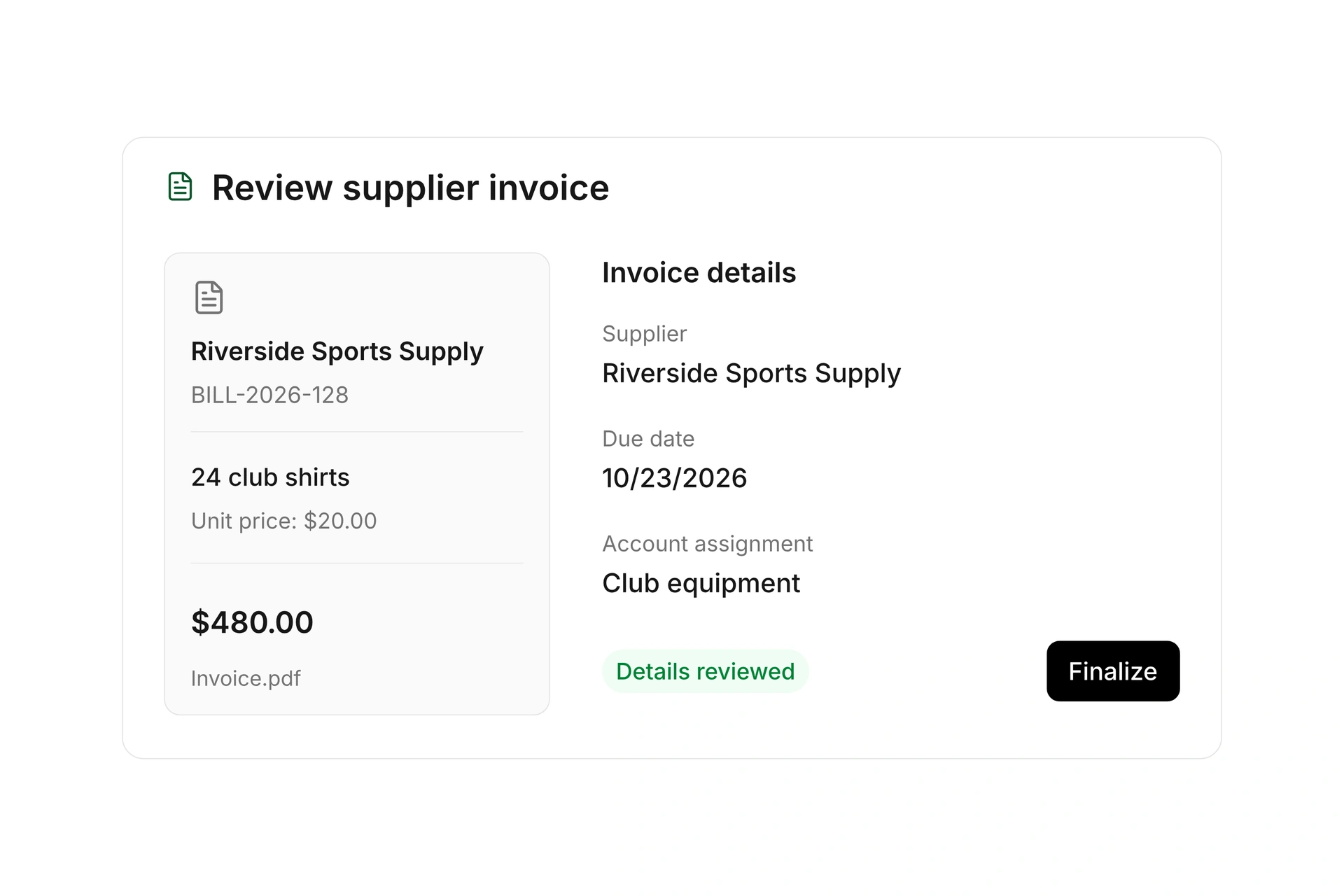 Manage invoices and supplier documents