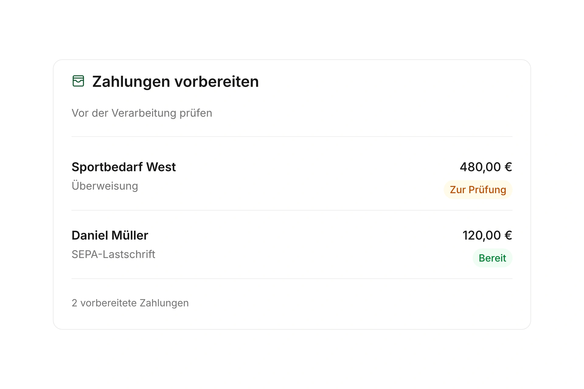 Zahlungen vorbereiten und verarbeiten