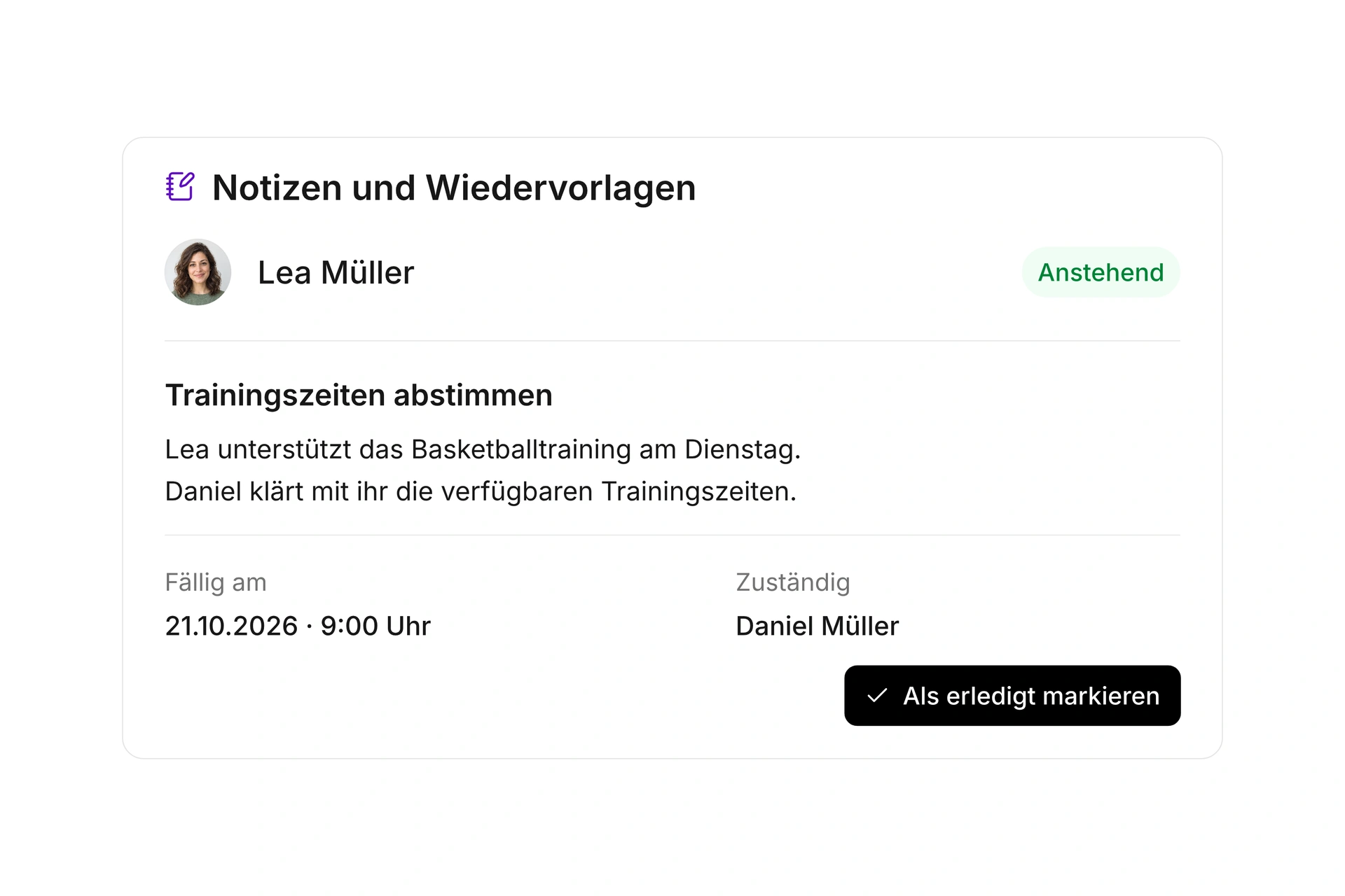 Notizen und Wiedervorlagen gemeinsam bearbeiten
