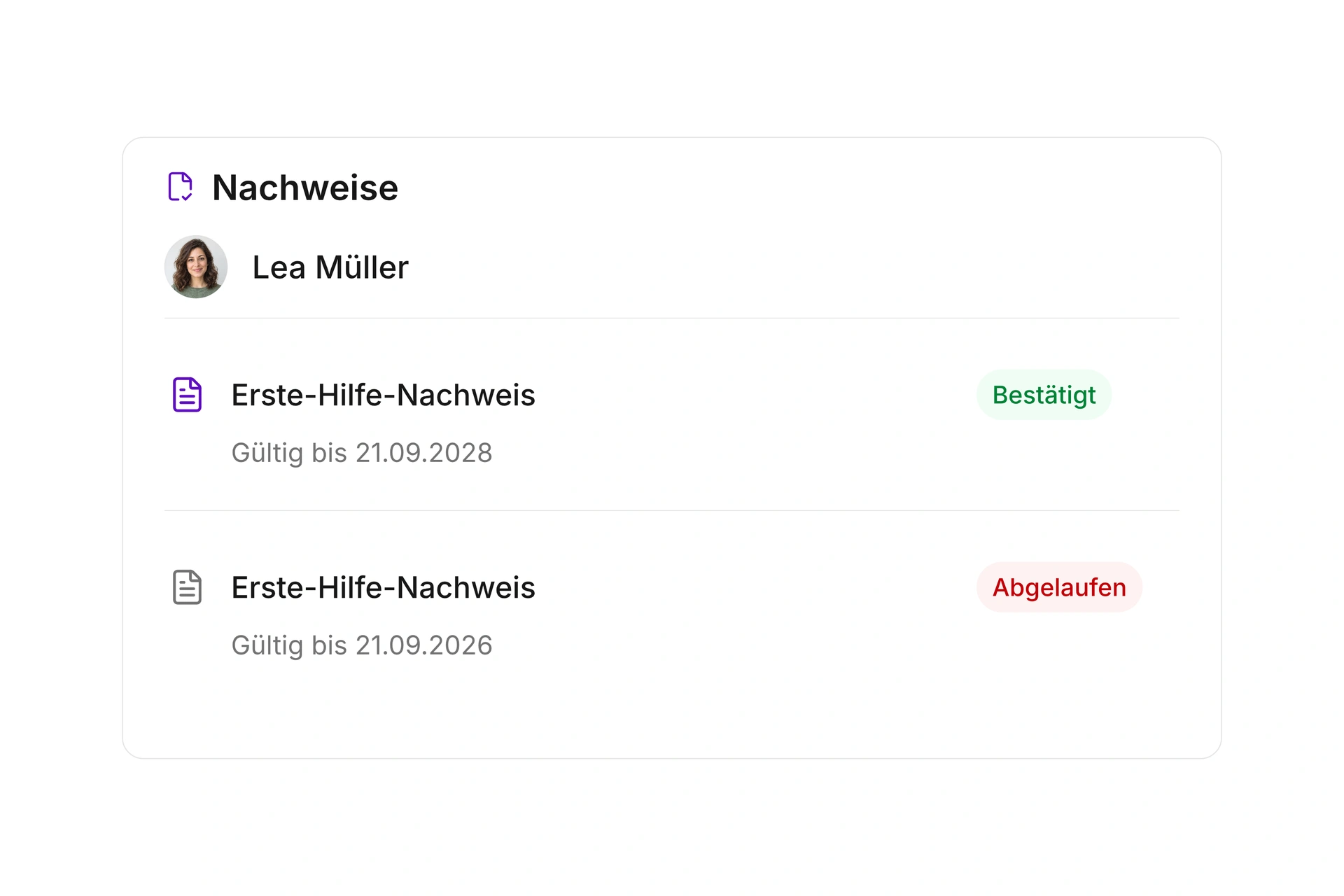 Dokumente, Nachweise und Gültigkeit